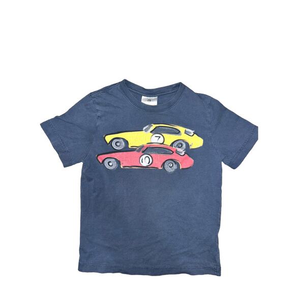 Hanna Andersson Blue Tee with Red and Yellow Car Print, Size 130 - Picture 1 of 4